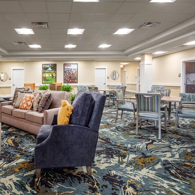 Spacious common area with seating and decor