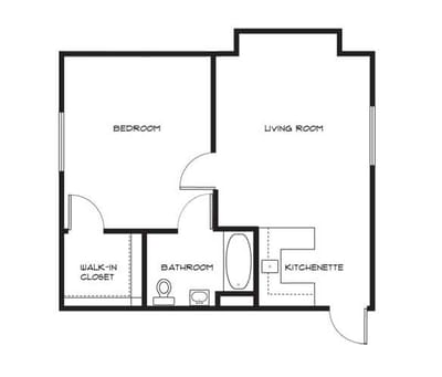 Architectural floor plan of a resident unit