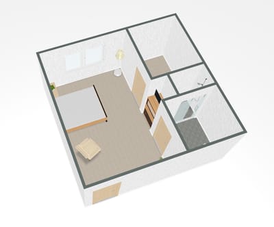Floor plan of a private resident room layout