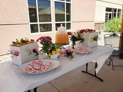 Dessert table decorated for a celebration