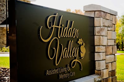 Sign for Hidden Valley Assisted Living facility
