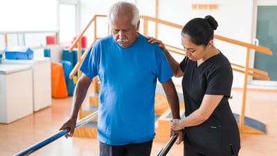 Rocky Mountain Care – Summit Ridge Assisted Living OC LLC, nursing home in Douglas, WY — Senior resident receiving assistance in a rehabilitation