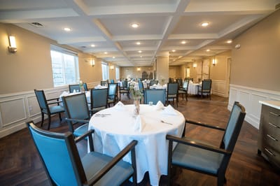 Elegant dining room set up for a meal