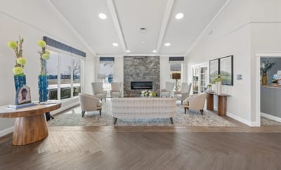 Bright and welcoming common area with seating