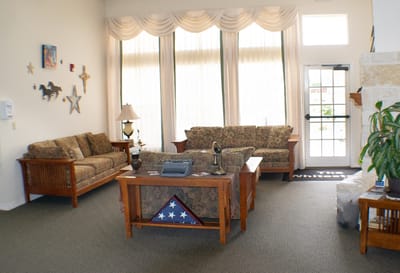 Common area with couches and natural light