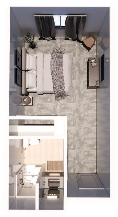 Floor plan of a private resident room