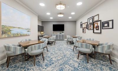 Bright common area with comfortable seating