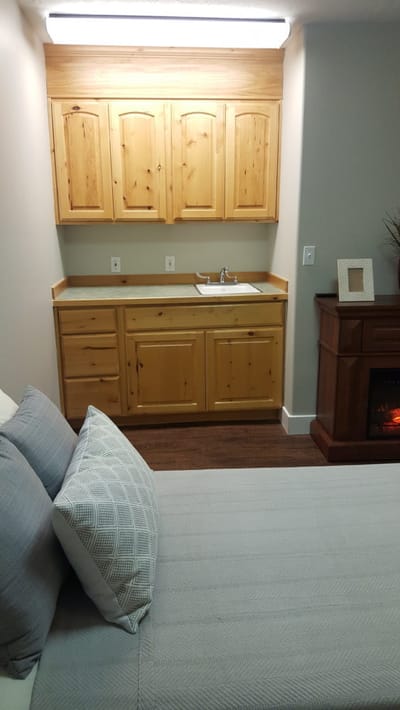 Cozy resident room with kitchen area