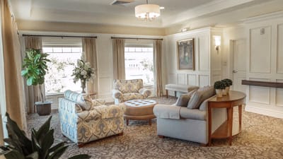 Comfortable common area with seating and natural light