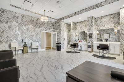 Stylish interior of a beauty salon area