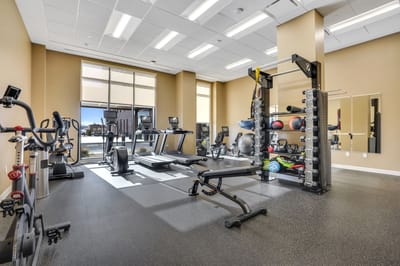 Interior view of a fitness room with exercise equipment