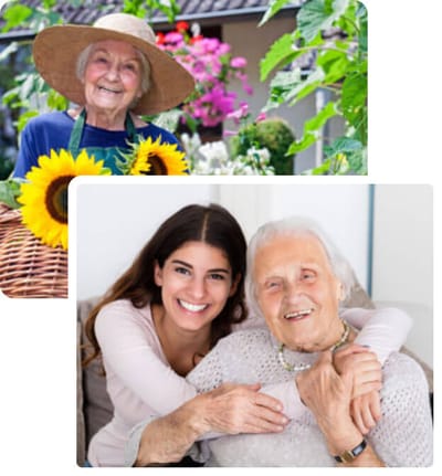 Residents enjoying gardening and posing for a photo