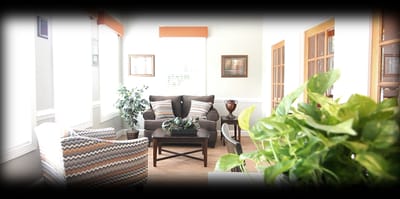 Bright common area with comfortable seating