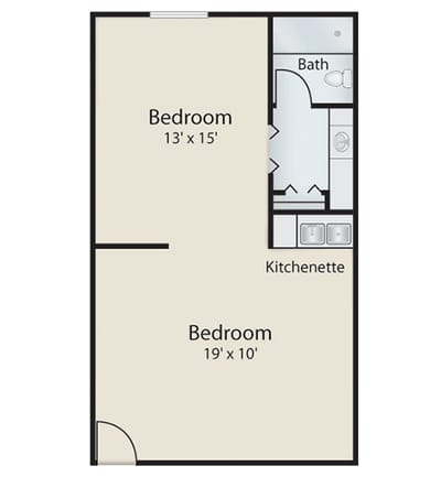 Architectural floor plan of a resident bedroom layout