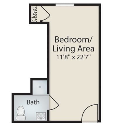 Architectural floor plan of a bedroom/living area
