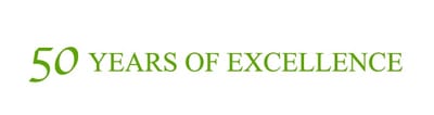 Text celebrating 50 years of excellence