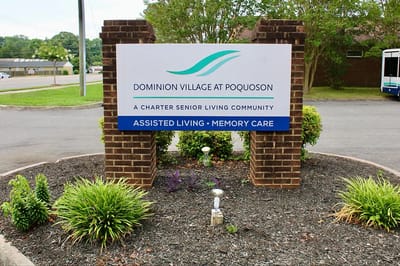 Sign for Dominion Village at Poquoson senior living community