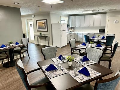 Interior of a dining area with well-set tables