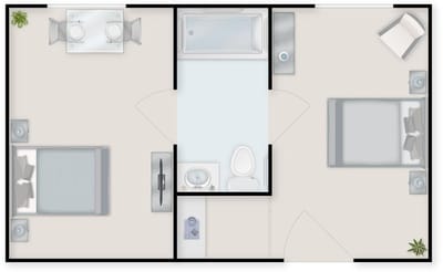 Architectural floor plan of a resident unit