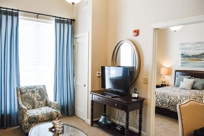 Cozy interior of a resident room with furnishings