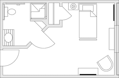 Architectural floor plan of a resident room