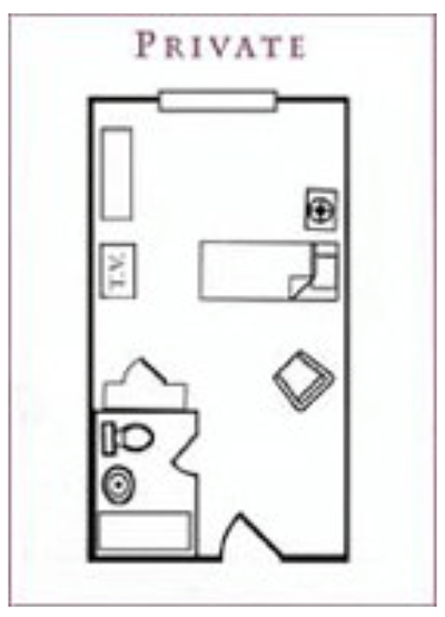 Architectural floor plan of a private room