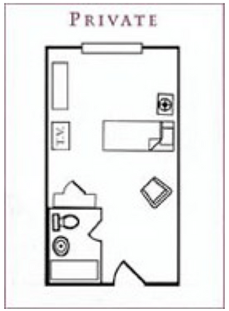 Architectural floor plan of a private room