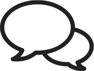 Two speech bubbles in a simple design