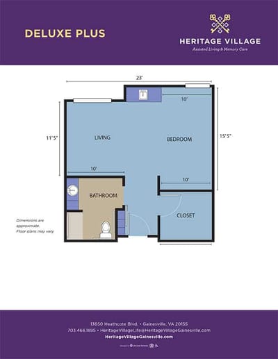 Floor plan of a two-room unit in the facility