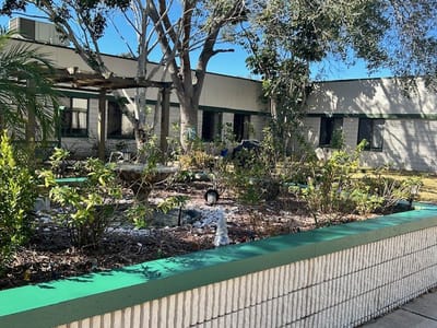 Gardens in front of the nursing home facility