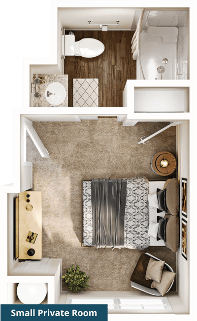 Small private room layout with furniture