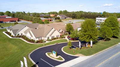 Aerial view of the Runk & Pratt facility and surroundings