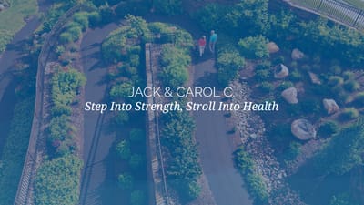 Aerial view of a garden path with people walking
