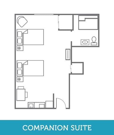 Architectural floor plan of a companion suite