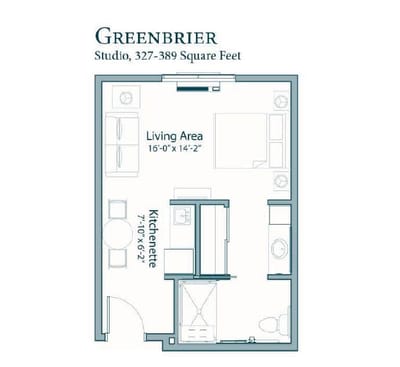 Architectural floor plan for studio apartment