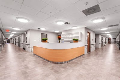 Interior view of the reception area in a nursing home