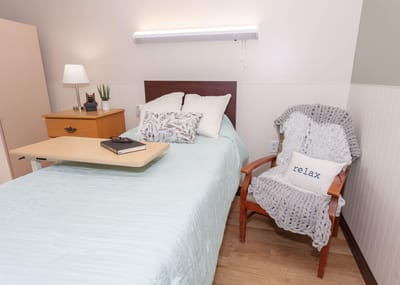 Cozy private resident room with a calming atmosphere