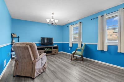 Bright interior common area with seating options
