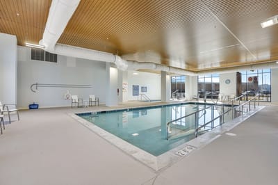 Indoor pool area with accessible features