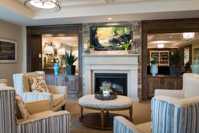 Cozy common area with comfortable seating and artwork