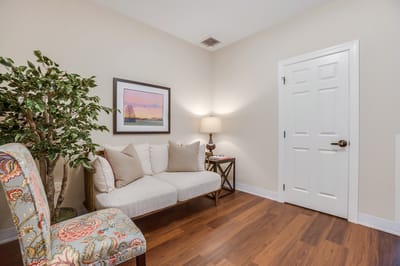 Cozy interior lounge area with seating and decor