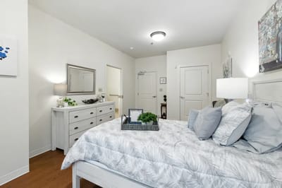 Bright and cozy bedroom in assisted living facility