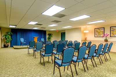 Interior view of an activity room with seating