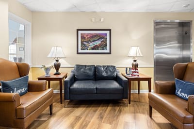 Cozy common area with comfortable seating and decor