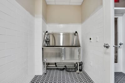 Utility sink in a facility kitchen area