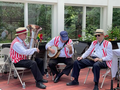 Musicians performing in a senior living community