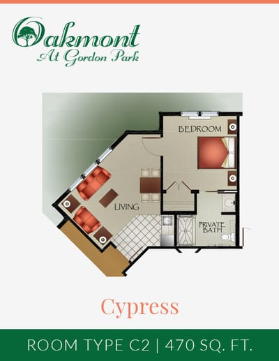 Architectural floor plan of a resident room