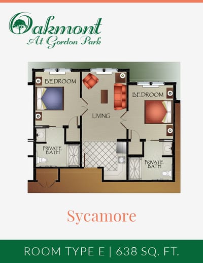 Floor plan layout for Sycamore room type