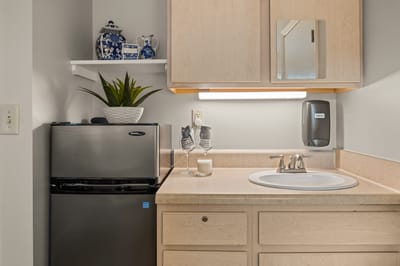 Bright, clean kitchenette area in the facility