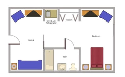 Preston Place Suites, assisted living in Kingsport, TN — Floor plan of a senior living suite layout